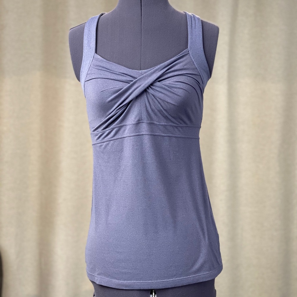 Blue Workout tip with built in bra